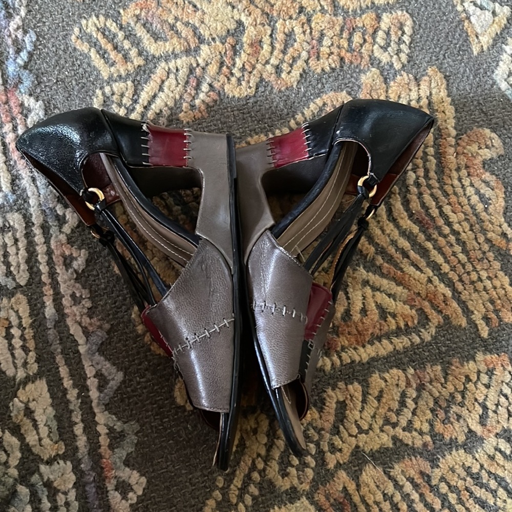 Vintage Patchwork Disco Platform Sandals - image 2